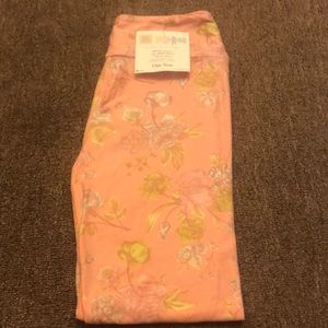 Lularoe os leggings pink green flower design NEW